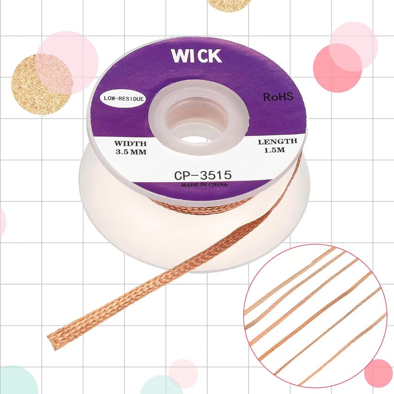 Zelphvt 6 Pcs Solder Wicks No-clean Solder, 1.5M Desoldering Wick With Flux No-Clean Solders Remover Wick Copper Desoldering Braid Strip for Easy to Remove Solders and Disassemble Electronics - Image 3